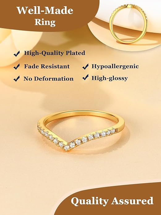 Suplight 925 Sterling Silver Wedding Band Rings, Full Cubic Zirconia Wishbone Ring Love/Lucky Engagement Promise Rings For Women, Size 4-12 (with Gift Box)