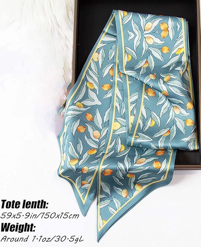 Hioyiwse Head Scarf Hair Neck Scarves For Women Purse Bag Scarfs For Handbags Silky Long Thin Satin Headscarf Fashion