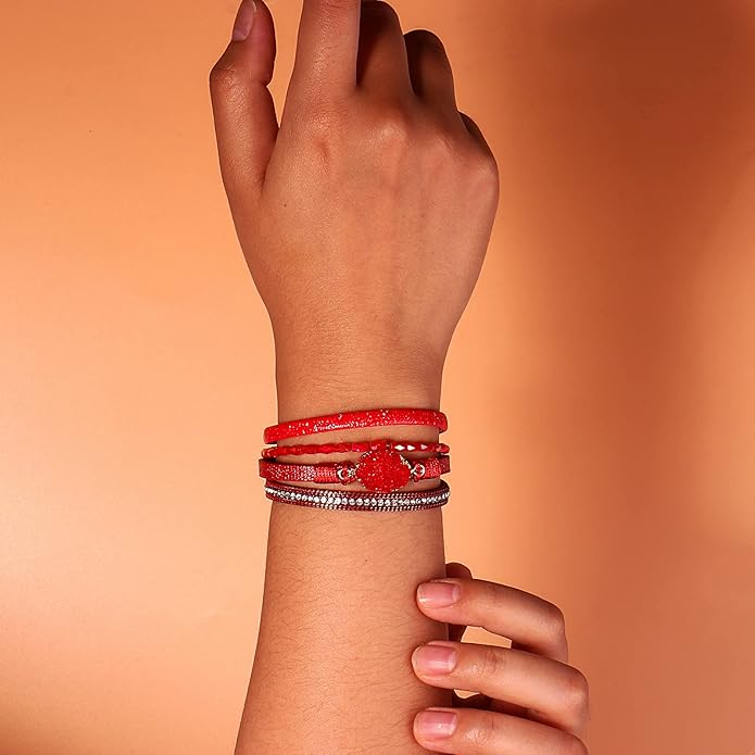 FANCY SHINY Leather Wrap Bracelet Boho Cuff Bangle Bracelets Crystal Bead Bracelet with Magnetic Clasp Jewelry Gifts for Women