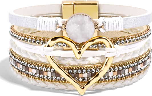 VIBILIA Boho Leather Wrap Bracelets for Women Multi-Layer Bracelets with Strong Clasp Jewelry for Women