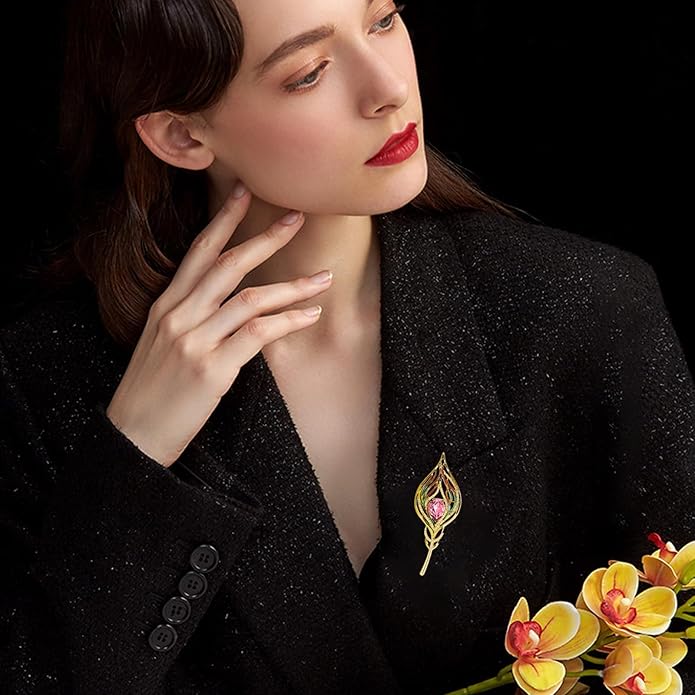 Rhinestone Brooch for Women Rhinestone Brooches Pins Crystal Lapel Pin Jewelry Christmas Valentine's Day Gift for Wife Girlfriend