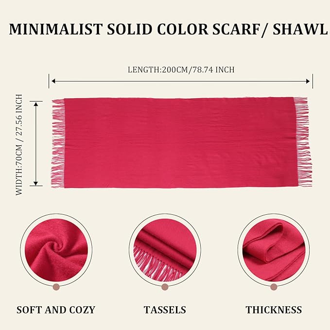 FLEESOFT Winter Wool Scarf Shawl -Thick Oversized Pashmina Shawl Wrap,Soft Warm Winter Scarves,Travel Blanket Scarf for Women