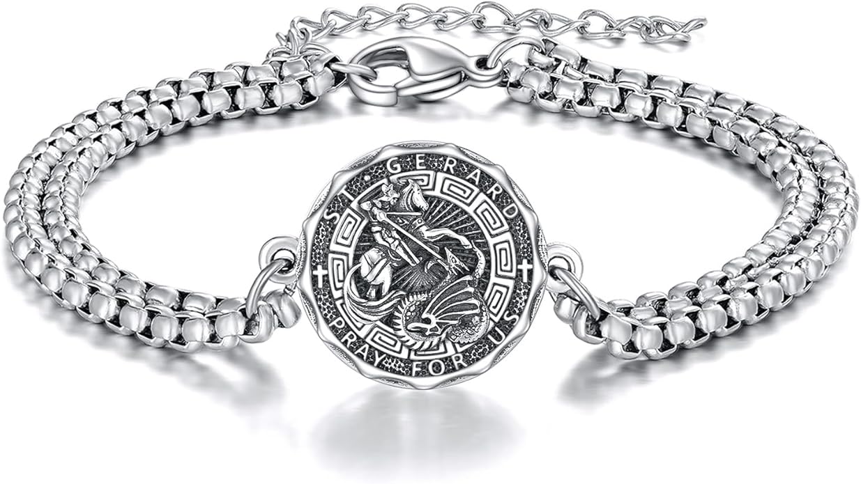 YFN Patron Saint Bracelet Sterling Silver Religious Protector Bracelet Jewelry Gift for Women Men
