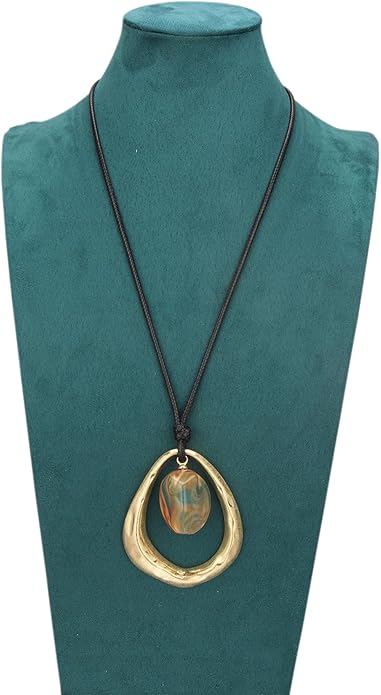 Boho Necklaces for Women Chunky Circle Necklace Layered Boho Circle Leather Choker Necklace Long Vintage Necklaces Bohemian Jewlery Gifts