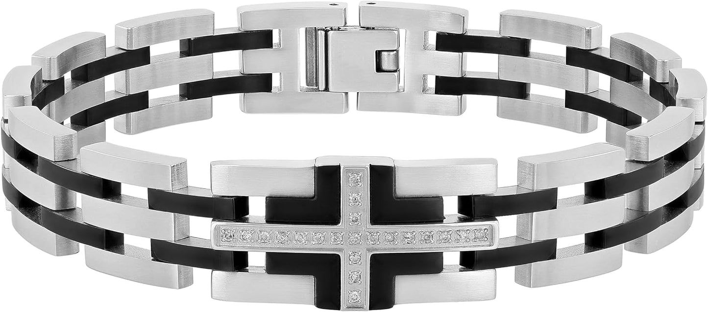 Men’s 8.5” Stainless Steel ID Link Bracelet - Luxe Contrast