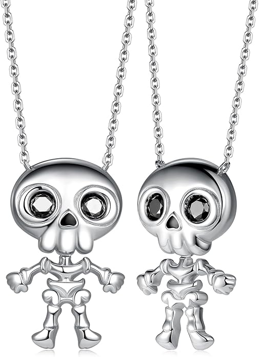 CYW Moissanite Skull Cross/Spider/Raven Necklace for Men Women, Intriguing Design, Really Authentic Solid 925 Sterling Silver with Rhodium Finish, 16"/18"/20" Adjustable, Halloween Jewelry