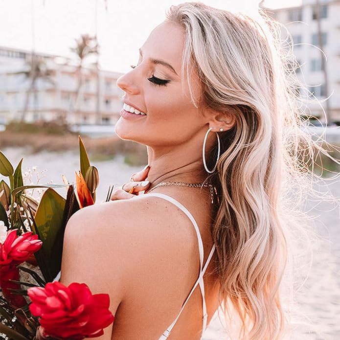 925 Sterling Silver Earrings Large Rhinestone Hoop Earrings Big Cubic Zirconia Hoop Earrings Thin Rhinestones Round Hoop Earrings for Women 20/30/40/50/60/70mm Sparkly Hoops With Crystals for Womens