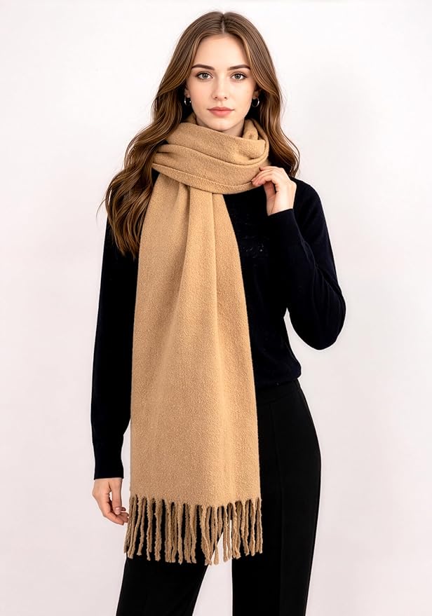 Achillea Warm Cashmere-Feel Winter Scarf – Thick Pashmina Shawl Wrap for Cold Weather