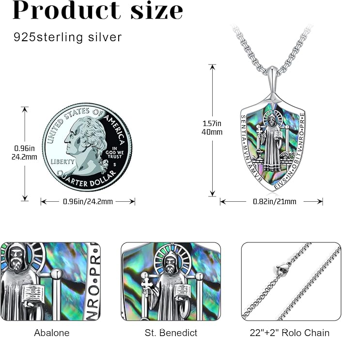 Taioiat Saint Necklace 925 Sterling Silver St Necklace Amulet Pendant Jewelry Religious Gift for Men Women