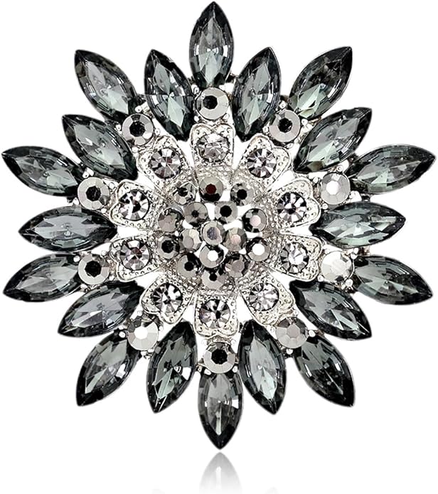 Rhinestone Sunflower Brooch for Women Sparkling Cubic Zirconia Flower Brooch Pin Elegant Large Crystal Floral Lapel Pin Dainty Clothing Hat Bag Accessories Christmas Wedding Bridal Birthday Jewelry