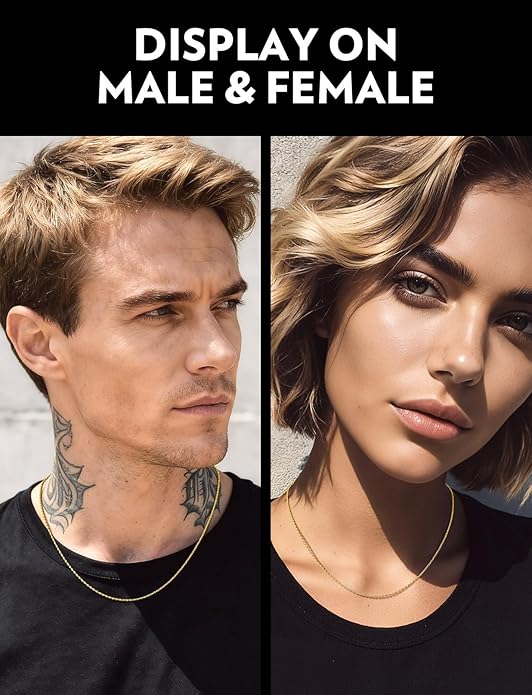 Bandmax Solid 1.5mm/2mm/3mm/6mm Rope Chains for Men Women 14K Gold Plated/Black Plated Stainless Steel Twist Chain 16-30 Inches, with Gift Box