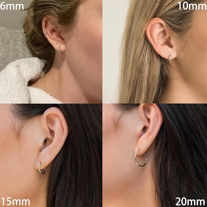 Minimalist Hoops for Women - 14K Gold Open Huggie Hoop Earrings, Hypoallergenic Tiny Hoops in Gold and Silver (Set of 1-5 Pairs)