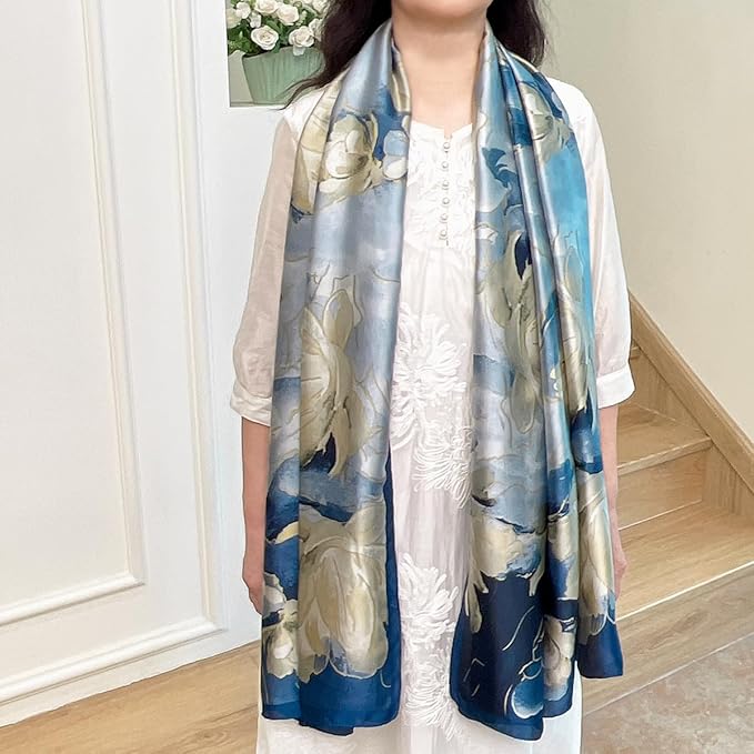 Long Silk Like Scarf Lightweight Satin Scarves Large Sunscreen Shawl Wrap for Women