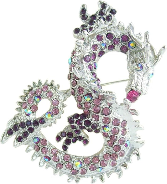 Art Style 2.36" Dragon Brooch Pin Pendant Austrian Crystal BZ2980