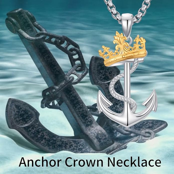MEIDERBO Anchor Necklace for Men Women 925 Sterling Silver Earth/Swordfish/Trident/Compass Pendant Nautical Jewelry for Birthday Christmas