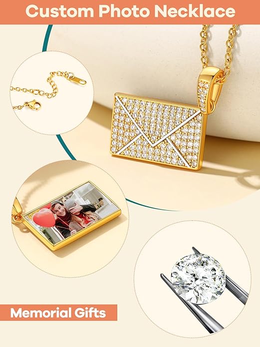 Supcare Locket Necklace That Holds Pictures-Engraved Photo Pendant Custom Jewellery Gifts for Men Women (with Jewellery Gift Box)