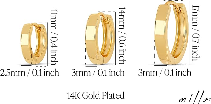MILLA 14k Gold Huggie Earrings or Sterling Silver Huggie Earrings for Women Multipack & Individuals - Ear Huggers Earrings for Women Trendy Y2K Earrings, Preppy Earrings - Lightweight & Hypoallergenic