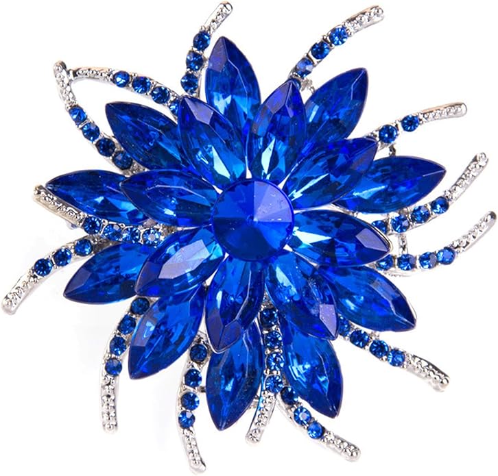 Rhinestone Large Flower Brooches Pins for Women Fashion Sparkly Crystal Sunflower Statement Brooch Unique Wedding Party Suit Dress Jewelry Accessories