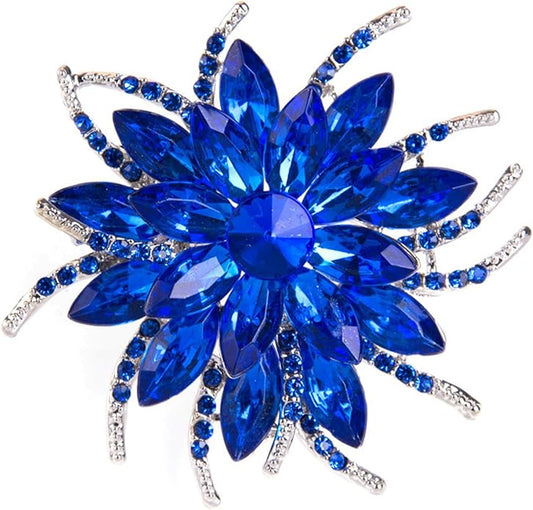 Rhinestone Large Flower Brooches Pins for Women Fashion Sparkly Crystal Sunflower Statement Brooch Unique Wedding Party Suit Dress Jewelry Accessories