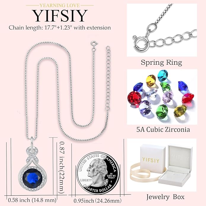 Sapphire Infinity Jewlery Set for Women, 925 Sterling Silver Necklaces and Earrings Halo September Birthstone Jewelry Gift for Birthday Anniversary