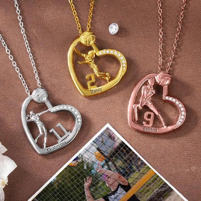 callie Personalized Volleyball|Basketball|Hockey|Baseball|Soccer|Pickleball Necklace - Custom Name & Number, Jewelry Gifts for Sports Lover