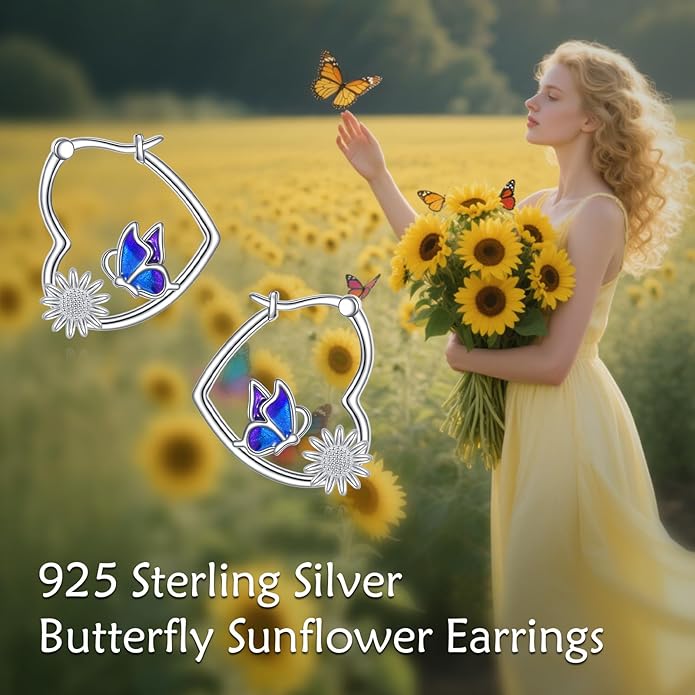 YFN Animal Earrings Sterling Silver Animal Heart Hoop Dangle Earrings Cute Jewelry Gifts for Women