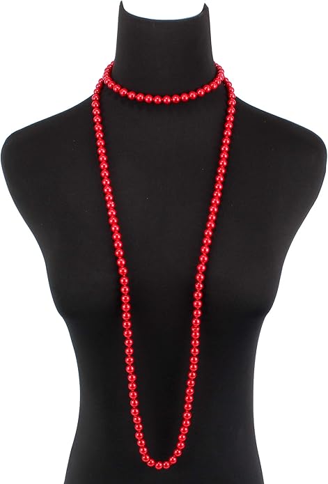 Fashion Faux Pearls Pendants 1920s Beads Cluster Long Pearl Necklace for Costume Party Jewelry 55"