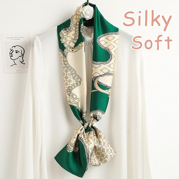 Dailyacc Hair Scarf for Women Fashion Silky Satin Headscarf Wrap Breathable Lightweight Neck Scarves For Handbag