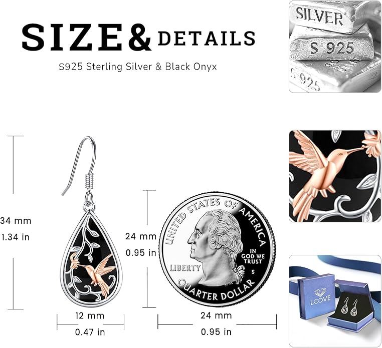 Sterling Silver Tree of Life/Flower/Bee/Animals/Cat/Hummingbird Dangle Earrings Moonstone Turquoise Drop Leverback Earrings Jewelry Gifts
