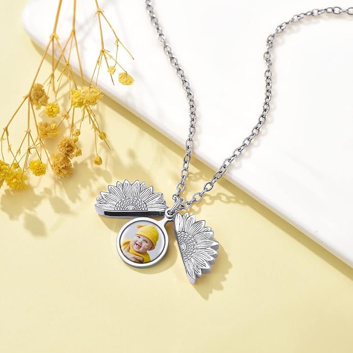 Supcare Locket Necklace That Holds Pictures-Engraved Photo Pendant Custom Jewellery Gifts for Men Women (with Jewellery Gift Box)