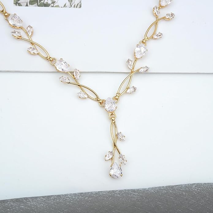 Elegant Bridal Jewelry Sets Clear Cubic Zirconia Wedding Necklace Earrings Bracelet Set for Birdes Bridesmaids CZ Prom Jewelry