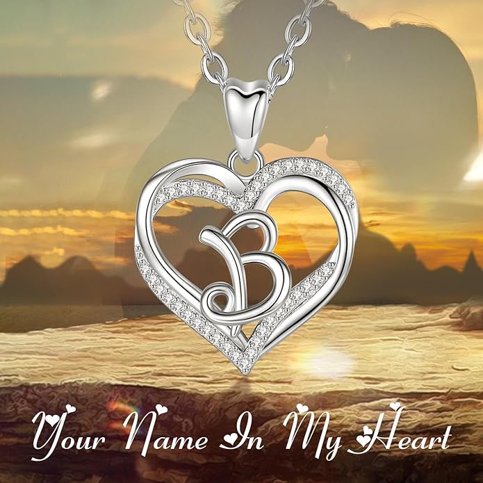 INFUSEU Unique Initial Necklaces for Women Girls Small Heart Letter Jewelry, Meaningful Personalized Gifts