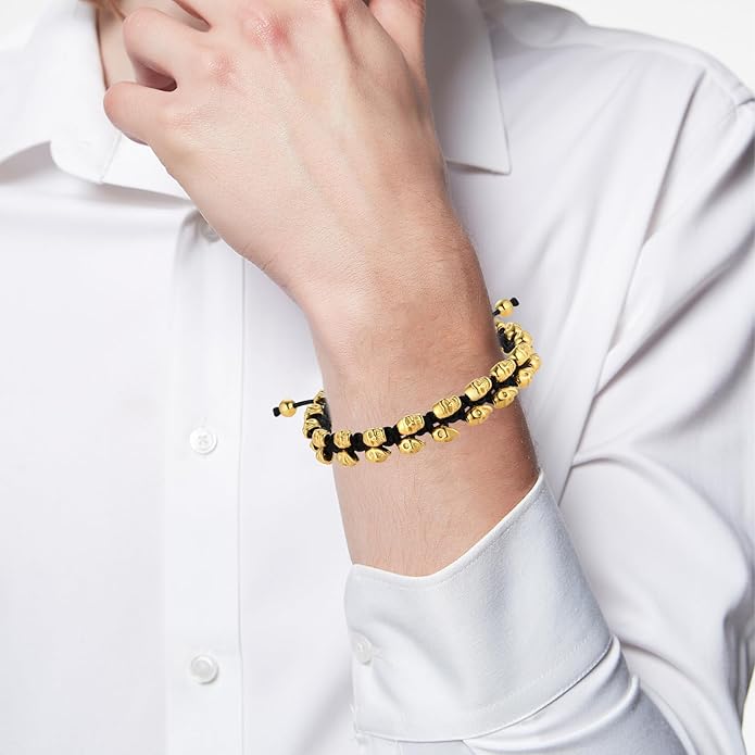 Gold-Plated Bracelets for Men 18K Gold Plated Franco Link Chain Stainless Steel Bracelet Adjustable Bracelet Mens Jewelry Birthday Gift