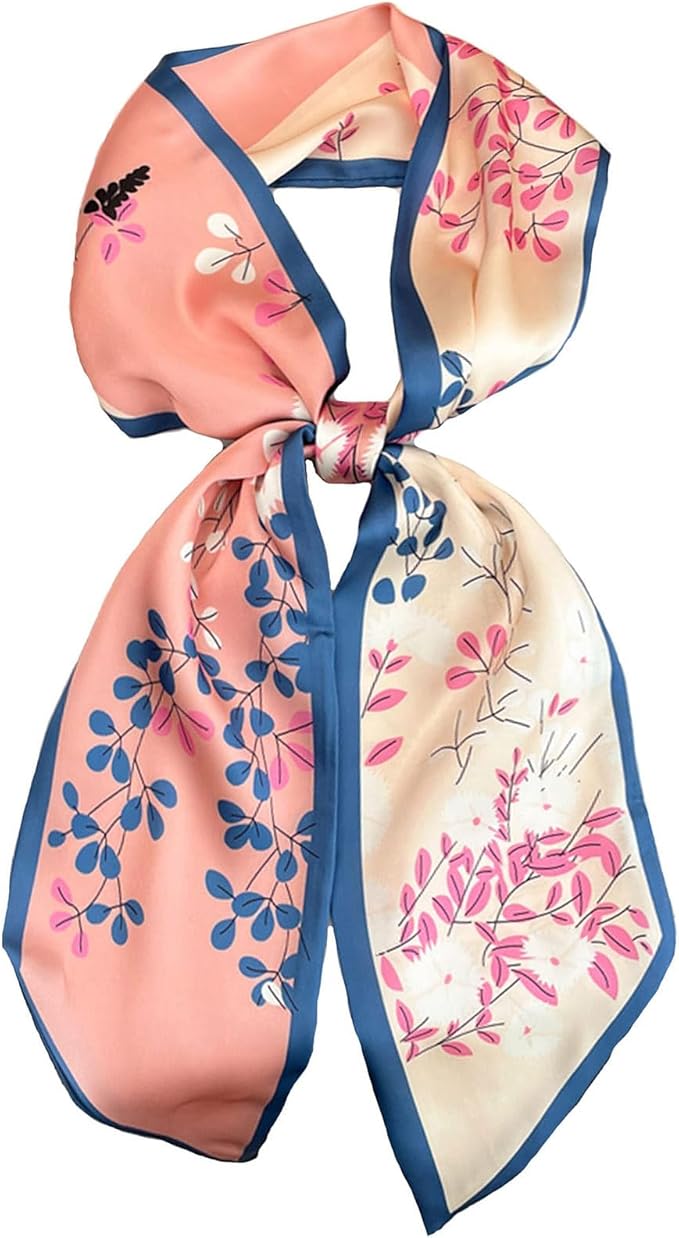 Hioyiwse Head Scarf Hair Neck Scarves For Women Purse Bag Scarfs For Handbags Silky Long Thin Satin Headscarf Fashion