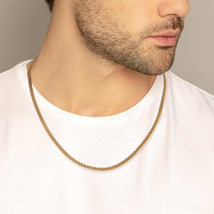 KRKC&CO Silver Cuban Link Chain for Men, Gift for Him Husband Dad, 925 Sterling / 24K Gold Plated and 316l Stainless Steel Base, 3/5mm Miami Necklace Jewelrys, Cadena de Plata