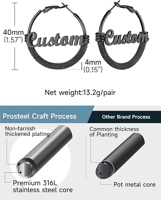 PROSTEEL 30/40/60/80/100mm Chunky Hoop Earrings For Women Gold Plated/Black Stainless Steel Hoops Earrings Statement Jewelry