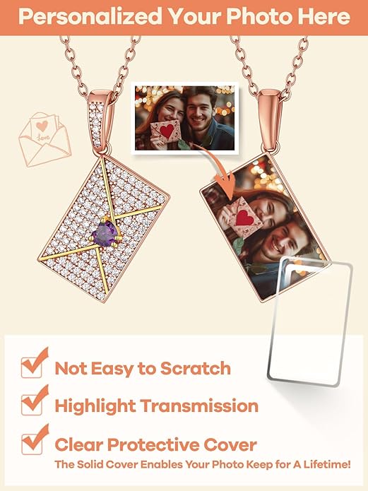 Supcare Locket Necklace That Holds Pictures-Engraved Photo Pendant Custom Jewellery Gifts for Men Women (with Jewellery Gift Box)