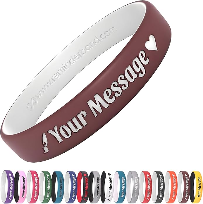 Reminderband Custom 100% Silicone Luxe Wristbands – Personalized Motivational Bracelets, Bulk Rubber Bands for Events, Fundraisers, Awareness, Gifts - Hypoallergenic Bands