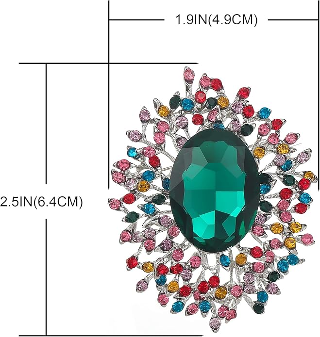 YOQUCOL Elegant Colorful Cubic Zirconia Crystal Bright Rhinestone Brooch Pins for Women Grils
