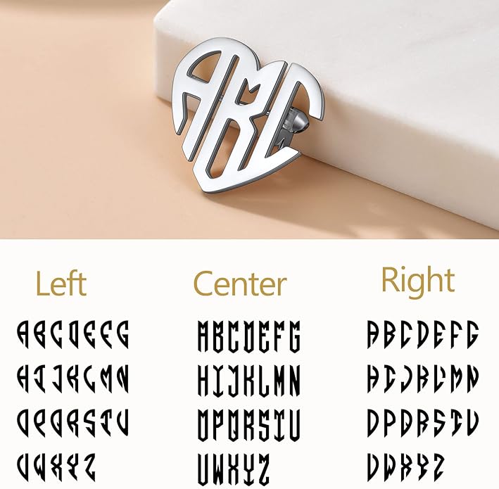 Custom4U Custom Name Pin Personalized Brooch Pins for Women Men Stainless Steel Name Tag with Letters/Initials - Silver/Gold/RoseGold/Black Customized Jewelry Gifts for Birthday Wedding Business Party