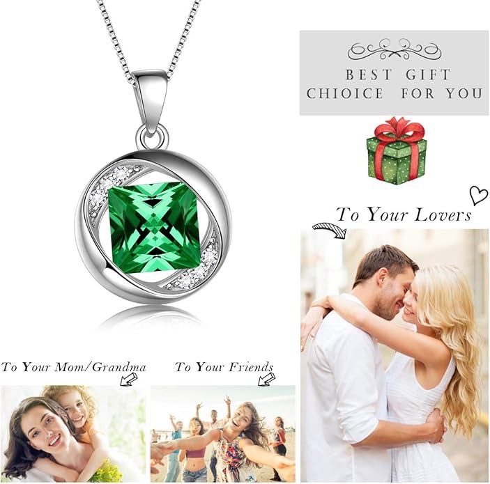 Aurora Tears 925 Sterling Silver 12 Birthstones Necklace/Earring/Ring/Bracelet Women Birthstone Pendant Crystal Fashion Birthday Jewelry Christmas Gift for Girls Women