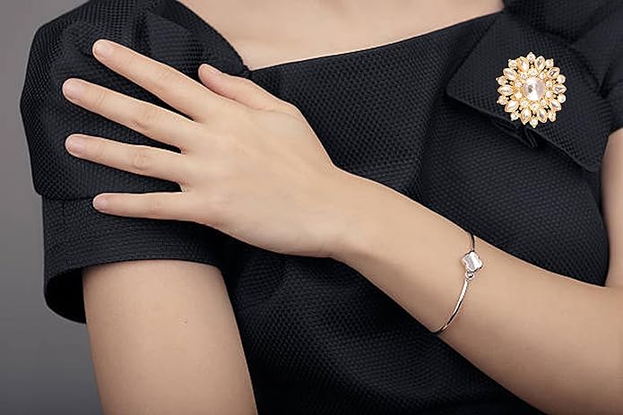 Touchstone Indian Bollywood Handcrafted Designer Jewelry Brooch Lapel Pin in Gold Or Silver Tone for Women.