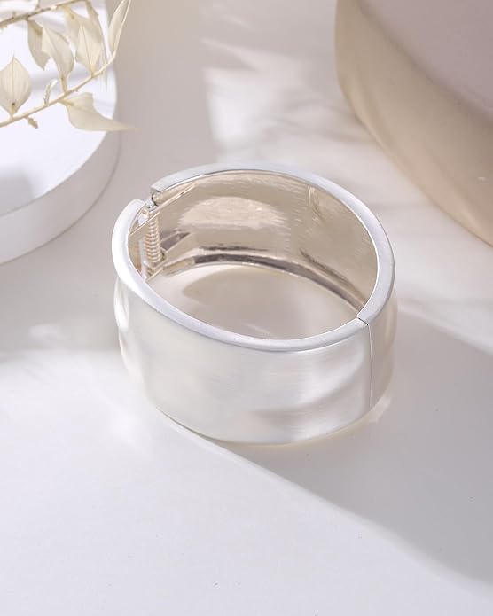 Bangle Bracelets for Women | 14K Gold Plated Trendy Wide Bracelets | Hinged Arm Cuff Bangles Chunky Bracelet for Women