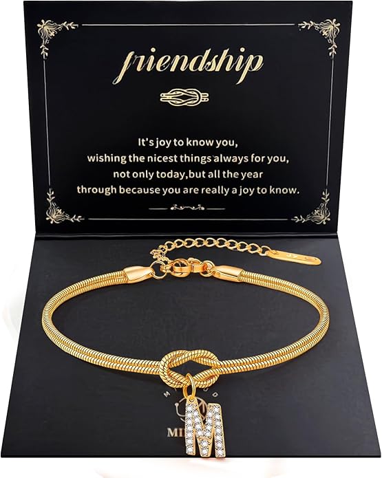 Friendship Bracelet for Women Gold Initial Bracelets 14K Gold Plated Knot Letter A-Z Initial Bracelet for Women Dainty Forever Layered Chain Bracelets Jewelry Birthday Gift for Best Friend