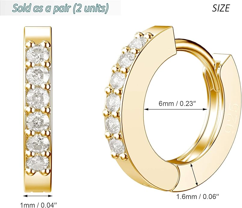SWEETV 925 Sterling Silver Huggie Hoop Earrings for Women Girls-Tiny Small Cartilage Hoop Earring