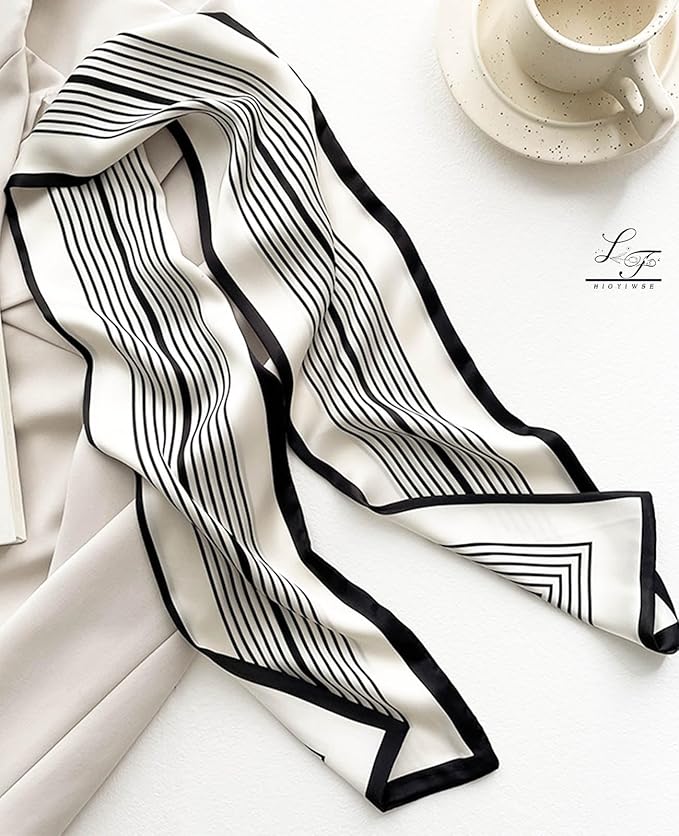 Hioyiwse Head Scarf Hair Neck Scarves For Women Purse Bag Scarfs For Handbags Silky Long Thin Satin Headscarf Fashion