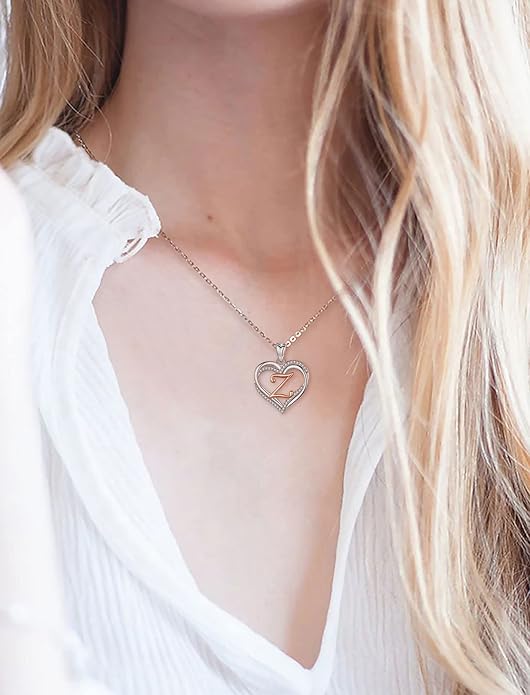 INFUSEU Unique Initial Necklaces for Women Girls Small Heart Letter Jewelry, Meaningful Personalized Gifts