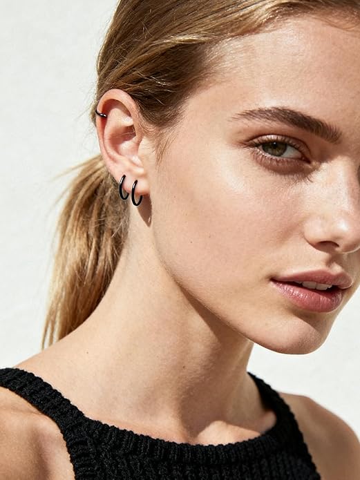 Silvora 925 Sterling Silver Small Hoop Earrings for Women Huggie Earrings Hypoallergenic Cartilage Earrings Tiny Hoops 6mm/8mm/10mm/12mm/14mm/16mm/18mm/20mm