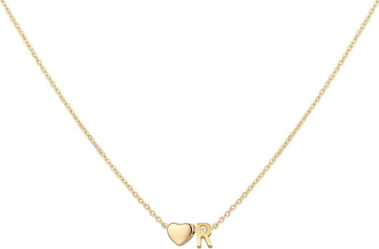 Initial Heart Necklace 18K Gold Plated Stainless Steel Tiny Heart Letter Necklace Personalized Monogram Name Necklace for Women