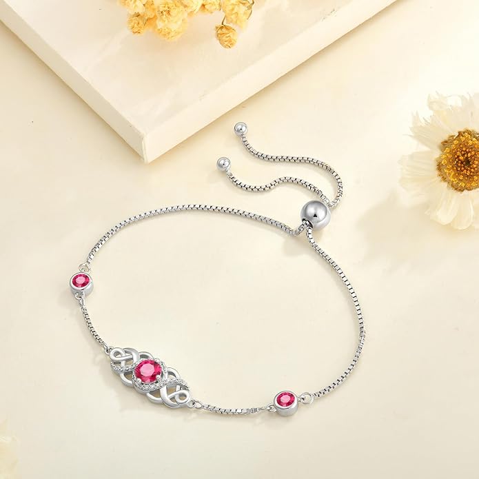 Infinity Celtic Knot Bracelet 925 Sterling Silver Birthstone Bracelet Irish Jewelry for Women
